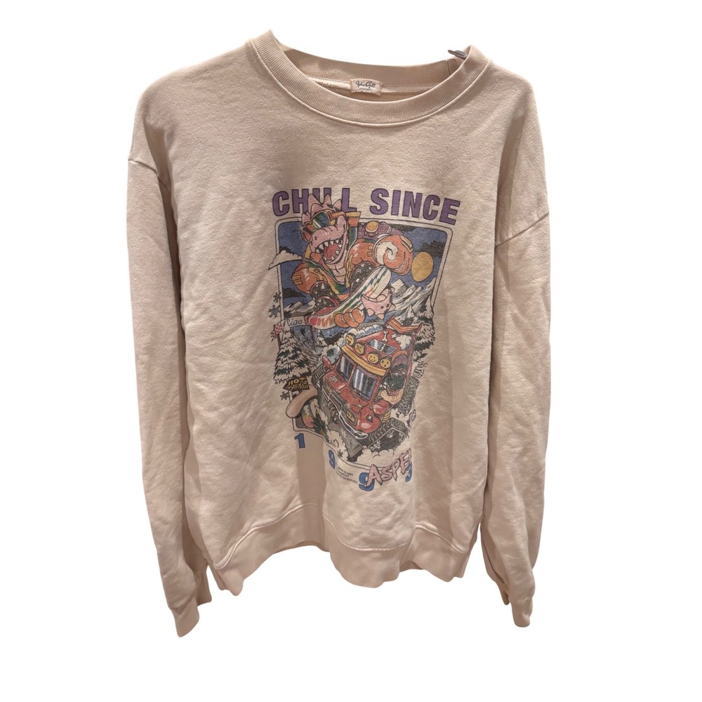 John Galt Brandy Melville Aspen Chill Since 1984 Graphic Sweatshirt Cream OS